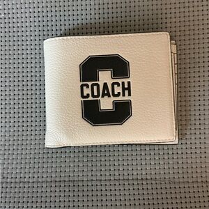 Coach Varsity White and Black Leather Wallet